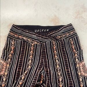 Wolven Black and Orange Patterned Leggings
